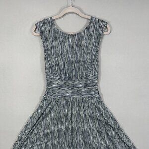 Moulinette Soeurs South Shore Dress Womens XSP Black Blue Geo Midi Anthropologie